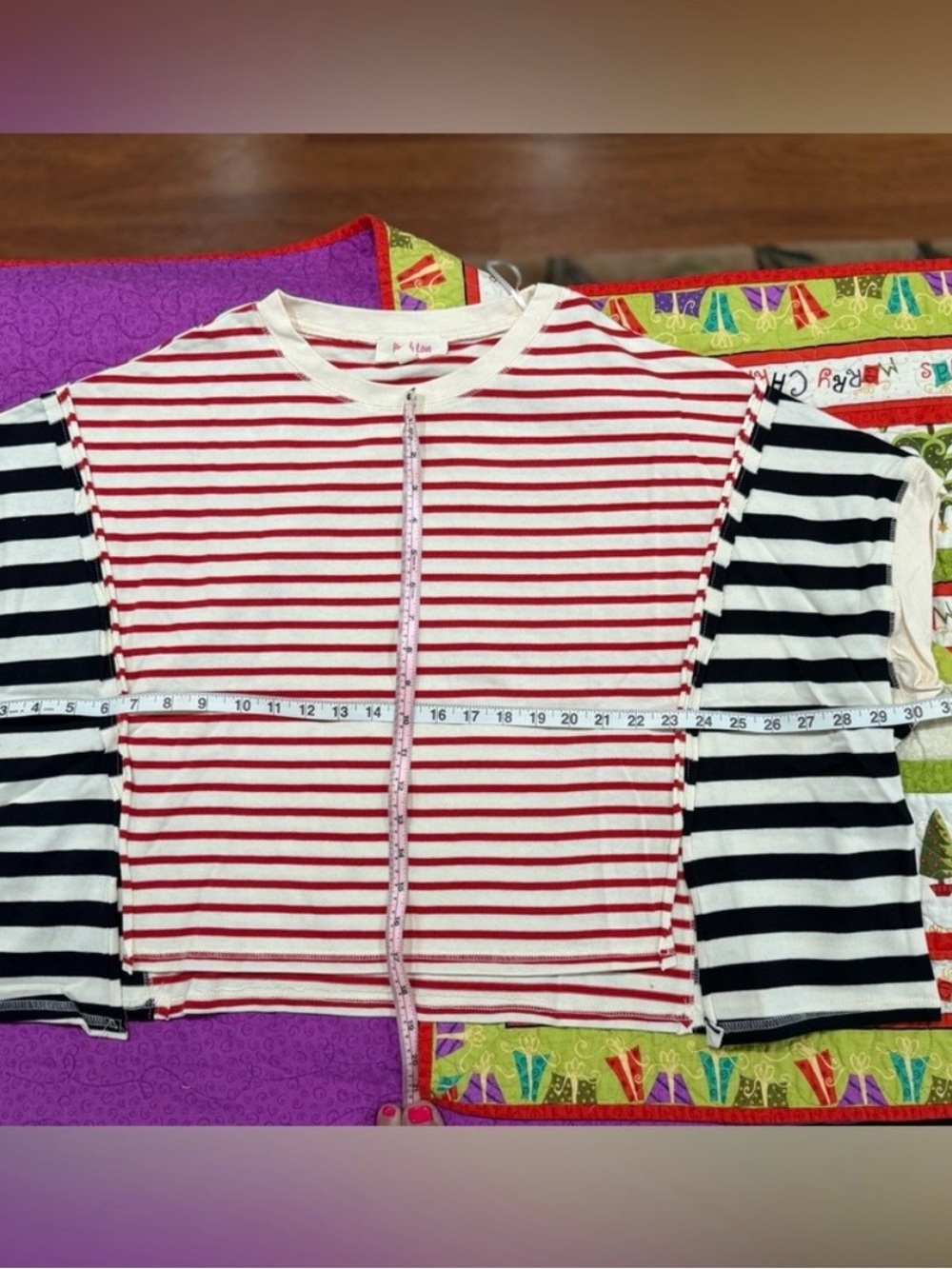 Raven Striped Short Sleeve Top - Red & Black - Picture 3 of 5